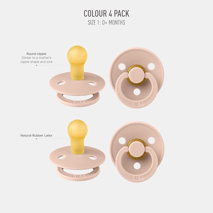BIBS Pacifiers - Colour 4-Pack | BPA Free Baby Pacifier | Round Nipple Binkies - Image 2