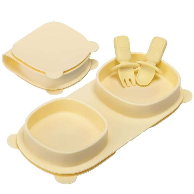 Silicone Foldable Novelty Dinner Plates, Suction Plates by YAHAA