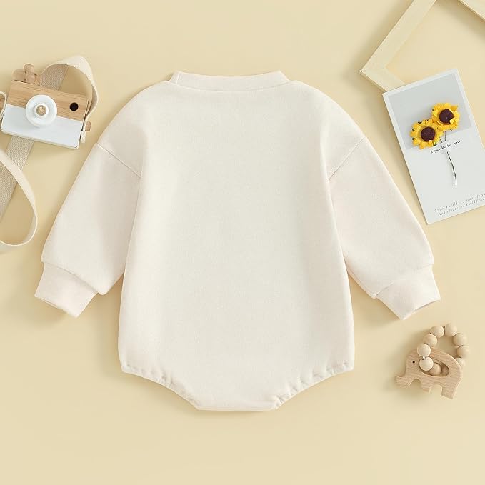 VISGOGO Newborn Infant Baby Boy Girls Oversized Romper Little Dude Sweater - Image 4