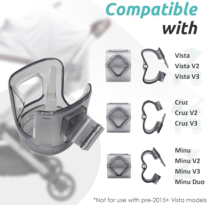 2 PCS Stroller Cup Holder Fits for UPPAbaby Vista/Vista V2/Vista V3/Cruz/Cruz - Image 2