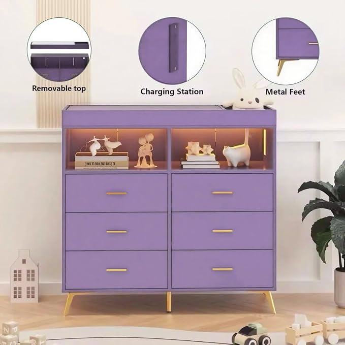 Changing Table Dresser with Drawers, Baby Dresser with Changing Table Top - Image 7