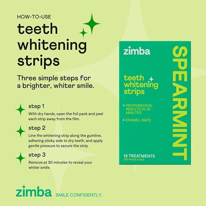 Zimba Spearmint Flavored Teeth Whitening Strips | Vegan, Enamel Safe Hydrogen - Image 6