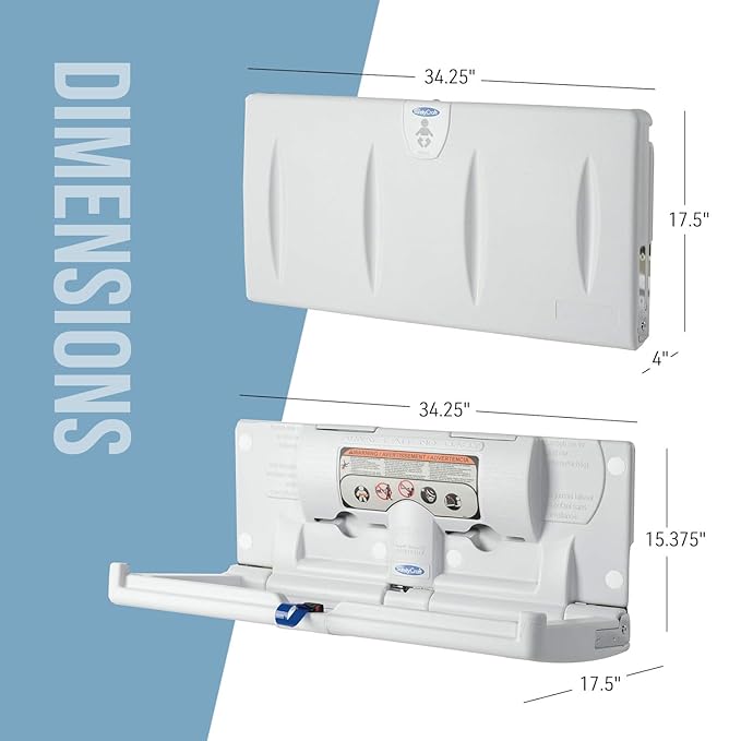 Foundations Classic Horizontal Wall-Mounted Baby Changing Station - Image 3