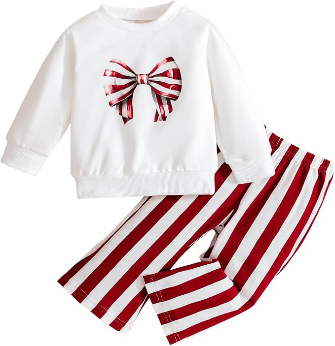 Baby Girl Clothes Long Sleeve Fall Outfits Toddler Sweatsuit Striped Flare Pants by WelcometoVZF