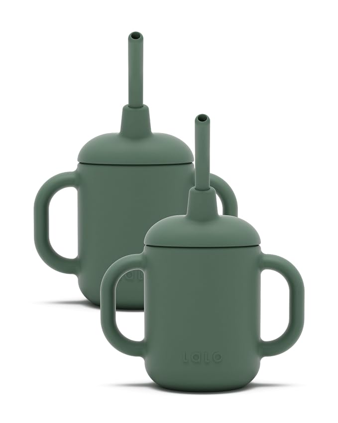 Lalo Little Cup 2-Pack, Non-Toxic Silicone Straw Cup by Lalo