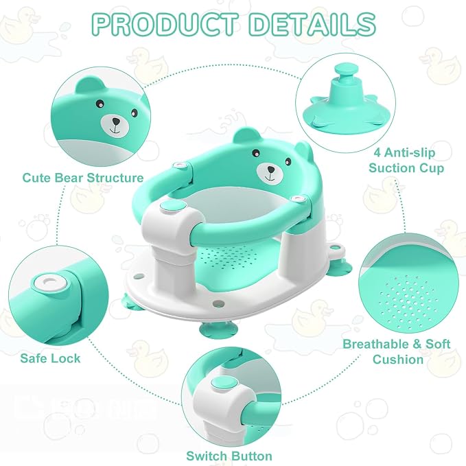 Baby Bath Seat for Babies 6 Months & up, Non-Slip Toddler Bath Seats for Babies - Image 3