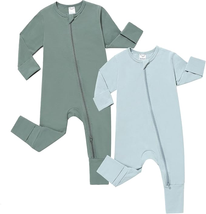 JunNeng 2 Pack Footless Long/Short Sleeve Baby Romper by JunNeng