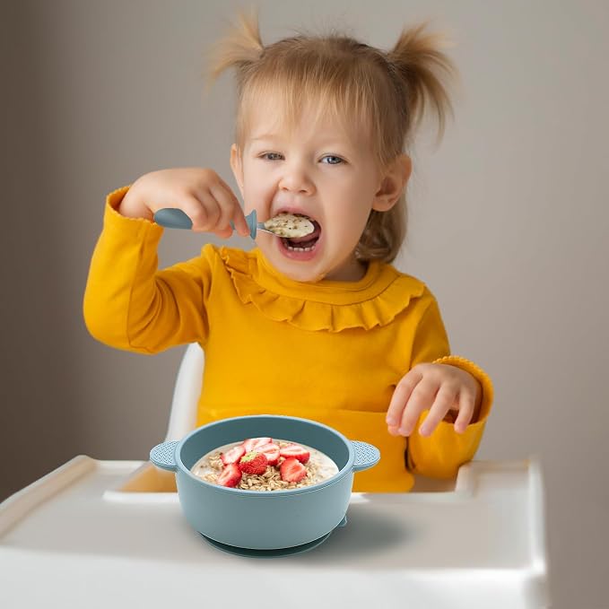 Baby Bowls with Suction, 3 Pack Baby Led Weaning Supplies, Soft Silicone Food - Image 3