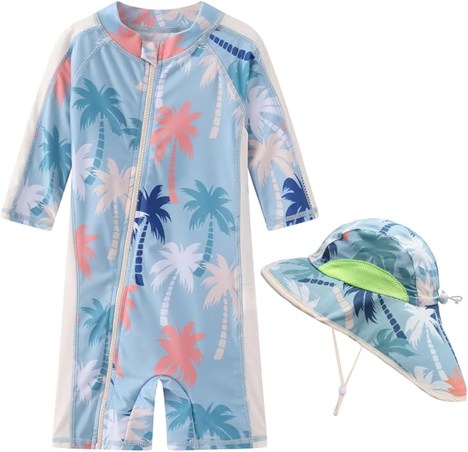 Toddler Baby Boys Swimsuit Rashguard One Piece Zipper Bathing Suit - Image 5