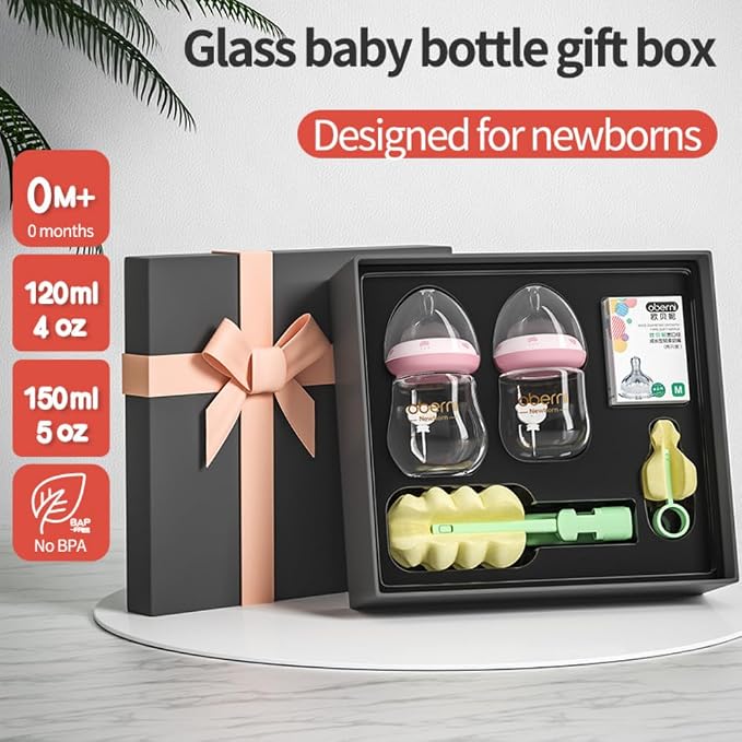 FarBrand Newborn Baby Bottle Starter Kit – Glass Baby Bottles 0-12 Months - Image 2