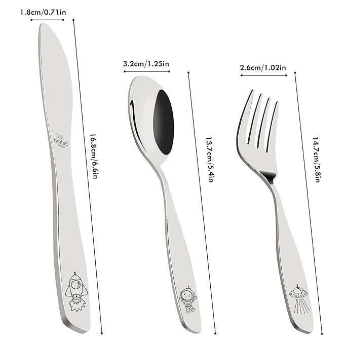 Lehoo Castle Kids Stainless Steel 6PCS Kids Utensils Forks, Spoons and Knives - Image 8
