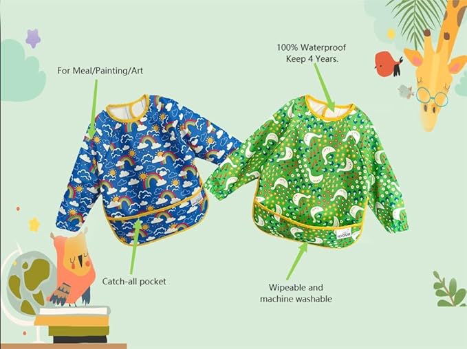 2 Pack Baby Bibs for Boy, Baby Bibs for Eating, Mess Proof Baby Bib, Full - Image 6