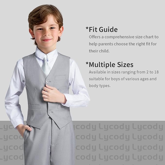 Boys Vest Set Formal Dress Suits Wedding Outfit Dresswear - Image 3