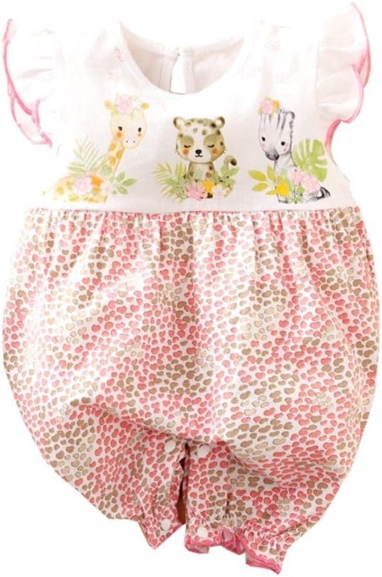 Cute Giraffe + Zebra With Floral Print Long Sleeve Baby Girl Clothes White by AOSWEP