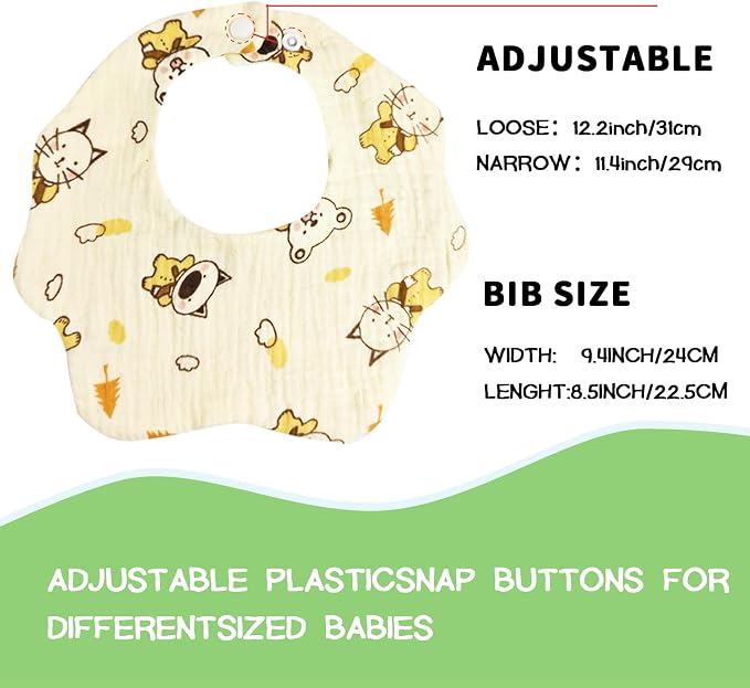 Baby Bibs Muslin Bibs for Baby Girl Boy for Drooling and Teething 10 Pack - Image 3