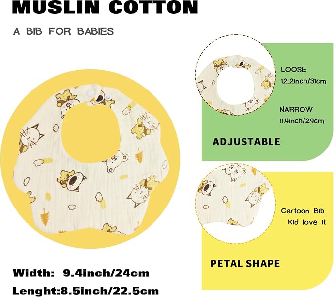 Muslin Baby Bibs for Drooling and Teething Newborn Drool Bibs for Baby Girl Boy - Image 5