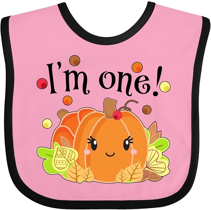 inktastic I'm One- Pumpkin Birthday Autumn Baby Bib by Inktastic