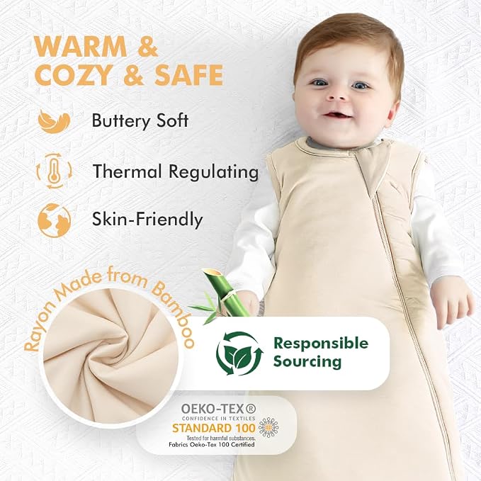 HAPIU Rayon Made from Bamboo Winter Baby Sleep Sack 2.5 TOG, 2-Way Zipper YKK - Image 2