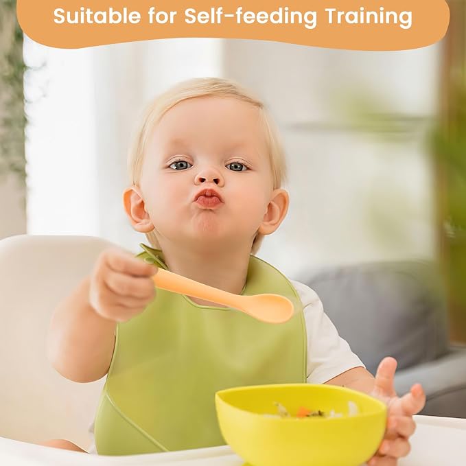 HANSGO 8-Piece Silicone Baby Spoons, First Stage Infant Self Feeding Spoons - Image 5