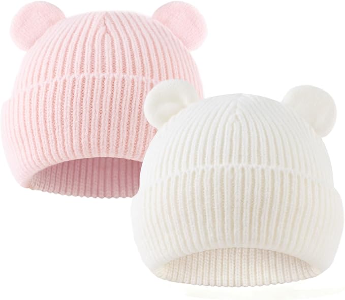 Bear Baby Beanie Knitted Baby Winter Hat Infant Toddler Boys Girls Beanie - Image 2