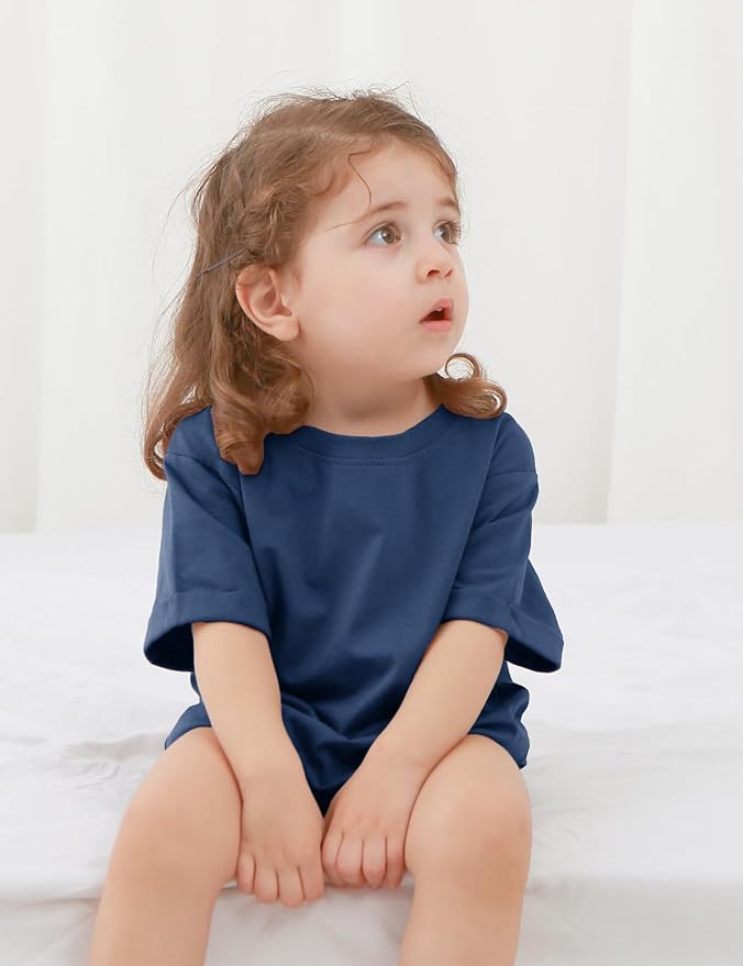 Jimonda Baby Bubble Romper Boy Girl Solid Color T-Shirt Outfits Short Sleeve - Image 5