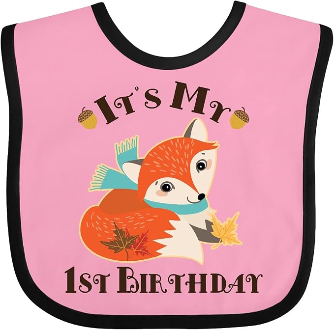 inktastic 1st Birthday Woodland Fox Baby Bib by Inktastic
