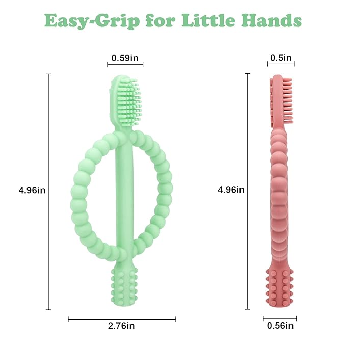 Baby Teething Toys with Easy-Hold Handle, Silicone Infant Toothbrush, Textured - Image 5