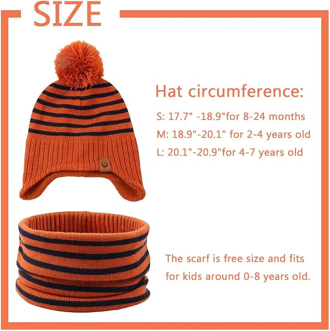 JANGANNSA Knitted Baby Hat Scarf Set Winter Warm Boys Girls Beanie Fleece - Image 6