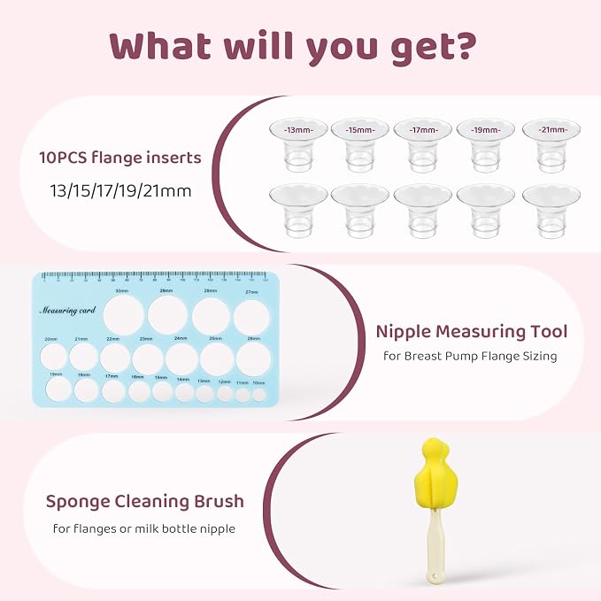 Flange Sizing Kit 3 in 1 with 10PCS Flange Inserts 13/15/17/19/21mm, Silicone - Image 2