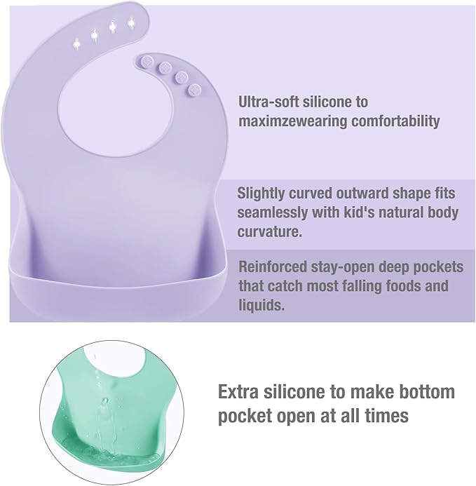 PandaEar 3 Pack Silicone Bibs for Boys Girls for Babies & Toddlers, Waterproof - Image 4