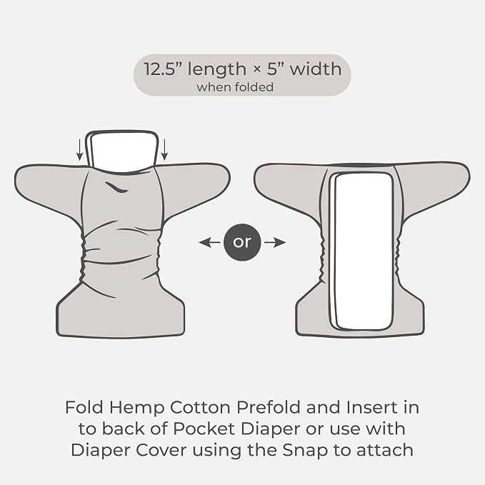 Hemp Prefold Inserts with Snap - Image 6