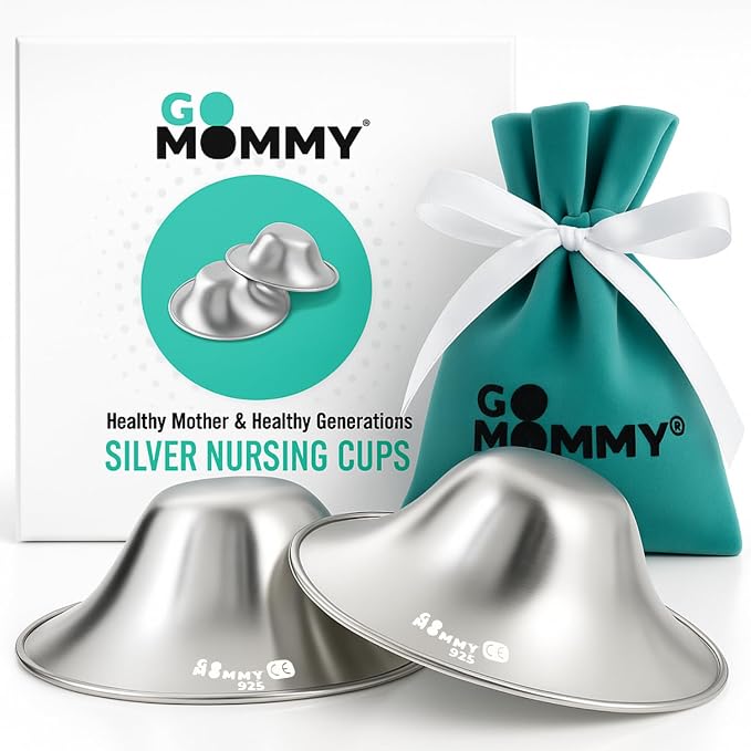 Silver Nipple Shields for Breastfeeding Newborn & A Breastfeeding Essential by by GOMOMMY
