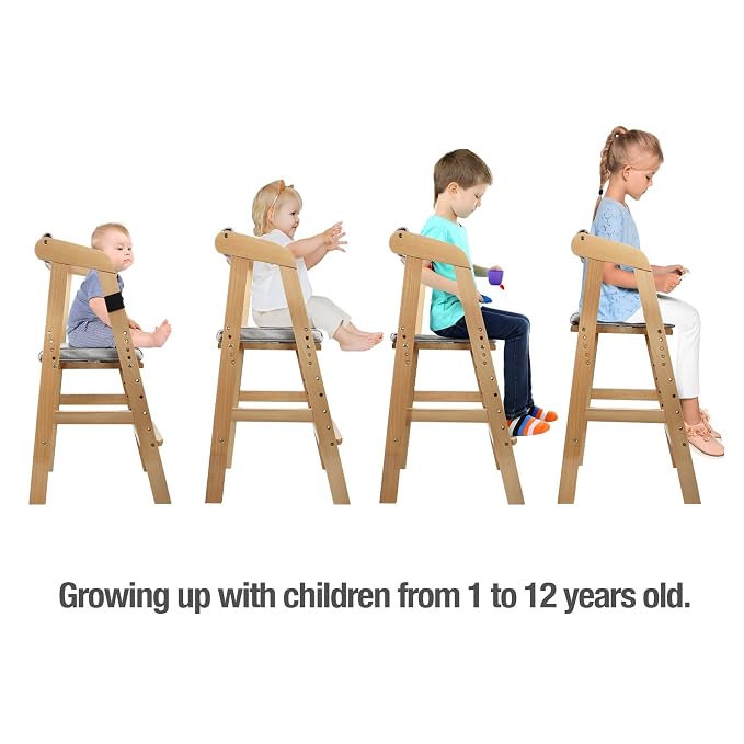PandaEar Wooden High Chair for Toddlers, Adjustable Child Highchair Feeding - Image 2