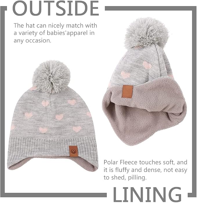 JANGANNSA Knitted Baby Hat Scarf Set Winter Warm Boys Girls Beanie Fleece - Image 4