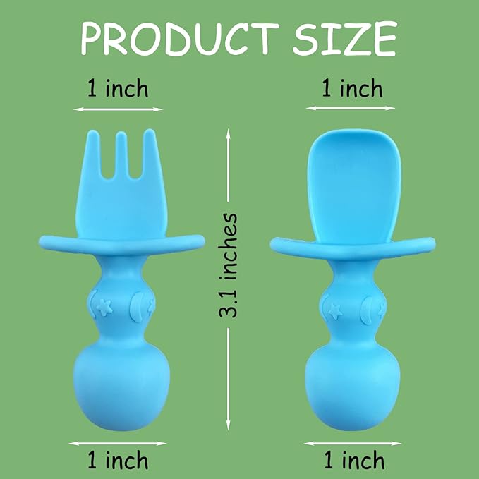 12 Pack Baby Utensils, Silicone Baby Spoons Self Feeding and Baby Forks - Image 4