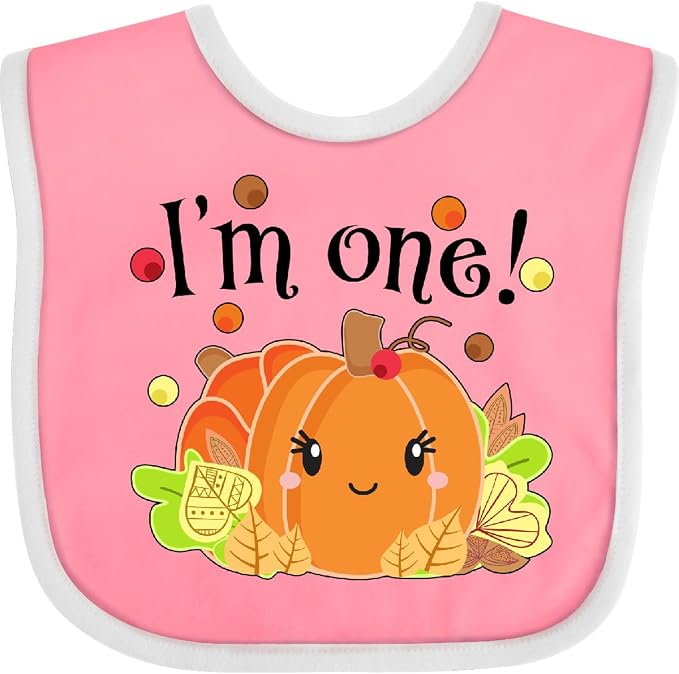 inktastic I'm One- Pumpkin Birthday Autumn Baby Bib by Inktastic