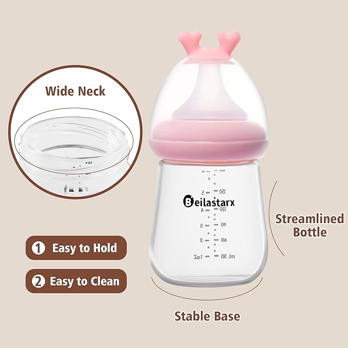Glass Baby Bottles with Natural Response Nipple Size S - Image 4
