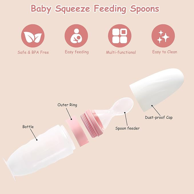 WAJIAYON Baby Food Feeder 4 Pack Silicone Baby Food Dispensing Spoon-3 oz - Image 8