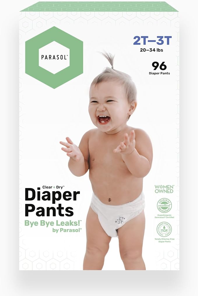 Parasol Clear+Dry Natural Disposable Diaper Pants, RashShield Protection and - Image 2