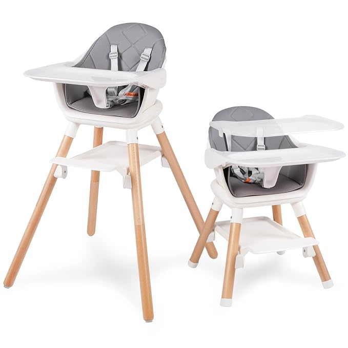 6 in 1 Baby High Chair, Convertible Wooden High Chairs/Booster Seat by RICUTON