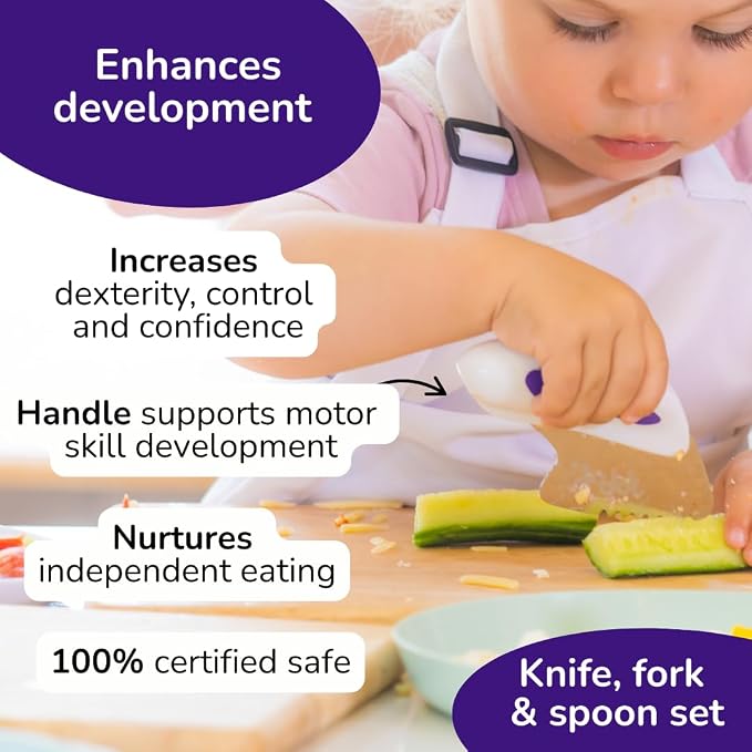 doddl Toddler Utensils, Ergonomic Fork Spoon and Knife Set - Image 3