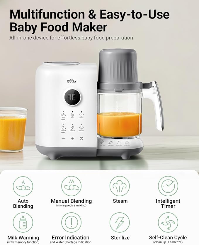 Bear Baby Food Maker with Two Layer Steam Baskets, One Step Baby Food Processor - Image 2