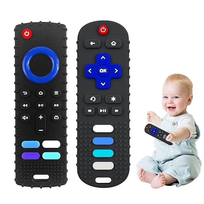 2-Pack Baby Teething Toys-TV Remote Control Shape Silicone Infants Teething Toys by ERSIHUA