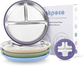 Stainless Steel Suction Plates for Toddlers, Non Toxic Non Slip Portion Control by Bakpoco
