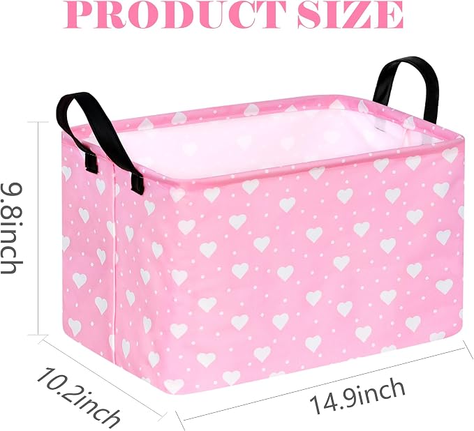 Rectangle Heart Partten Kids Gift Storage Basket Home Shelf Storage Basket - Image 7