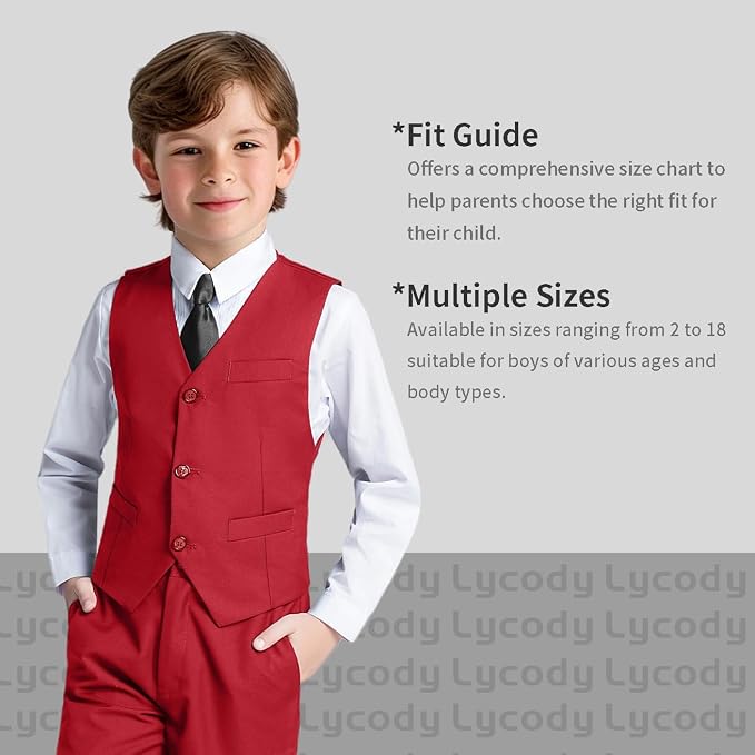 Boys Vest Set Formal Dress Suits Wedding Outfit Dresswear - Image 3