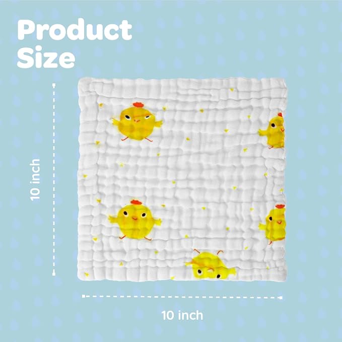 Gift Boxed Animal Pattern Baby Washcloths Pack of 7 - Image 6