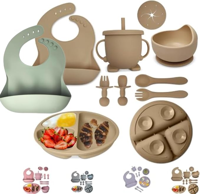 Baby Feeding Set 10-Piece | Baby Led Weaning Utensils Set Includes Suction Bowl by mutualproducts