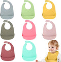 Silicone 8-Pack Bibs for Babies Toddlers Girls| Adjustable Waterproof BPA Free by Katieyca