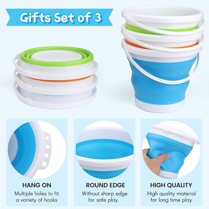Silicone Beach Foldable Buckets Toys Halloween Bucket, 3L Jumbo Sand Pails - Image 5